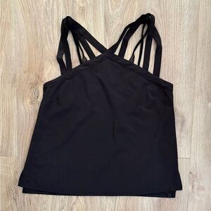 Fabletics Black Strappy Workout Tank Top Sz M Super Cute great Condition